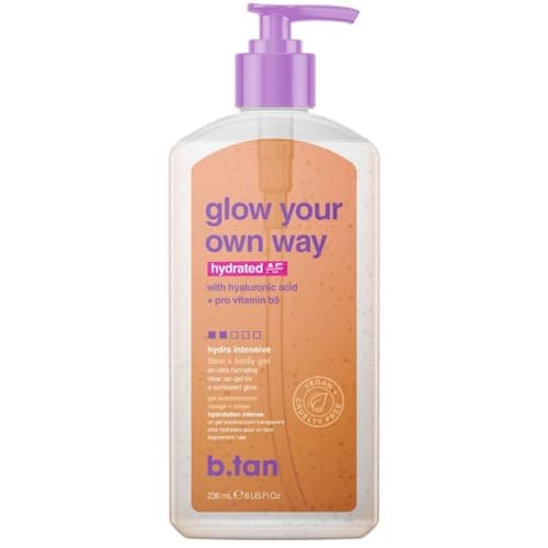 Image of b.tan Clear Self Tanning Gel | Glow Your Own Way Hydrating - Best Transfer-Resistant, Express, Dark Fake Tan Lotion, Face & Body, Use Daily for Gradual Bronzing, Ultra Moisturiser, 437ml