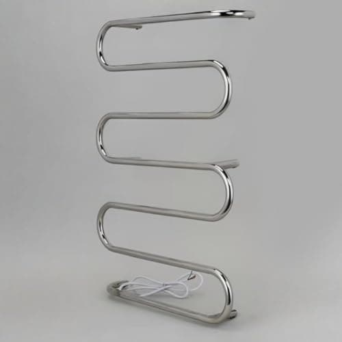 Image of Manissa H740mm W500mm Electric Stainless Steel Towel Rail Mirror Polished Finish Heated Towel Warmer S Shaped