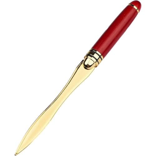 Image of Wooden Handle Letter Opener Envelope Opener Split File Envelope Stationery Opener for Home Office School(Golden)