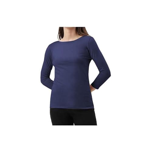 Image of Prime fashions Women's and Girls Round Neck Long Sleeved top Tee (S-M, Navy)