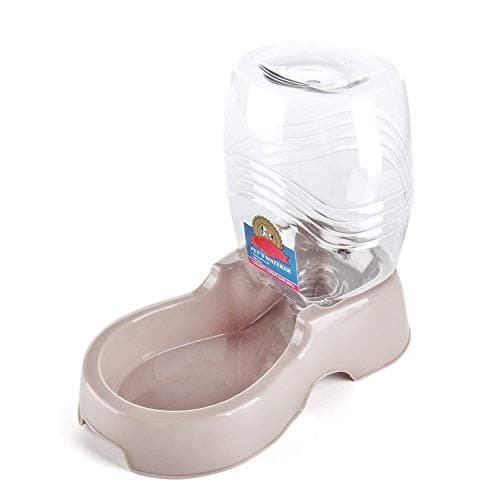 Image of Flexzion Automatic Gravity Pet Waterer for Cat & Dog - Non-Skid & Easy-Clean Auto Replenish Water Dispenser Drinking Bowl (1/4 Gallon/ 900ml), Beige