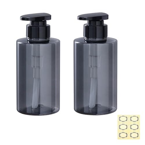 Image of Apstaqeoo 2Pcs 300ml/10oz Empty Pump Bottle Dispensers - Refillable Plastic Shampoo Bottle Hand & Dish Soap Dispenser with pump, Lotion Shower Gel Storage Container Toiletries Liquid Dispenser (Grey)