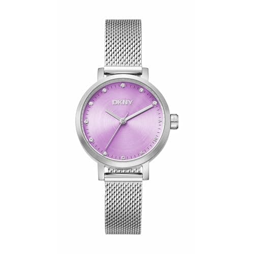 Image of DKNY Soho Mini Quartz Watch 5 ATM, Silver/Pink, Standard Size, Modern