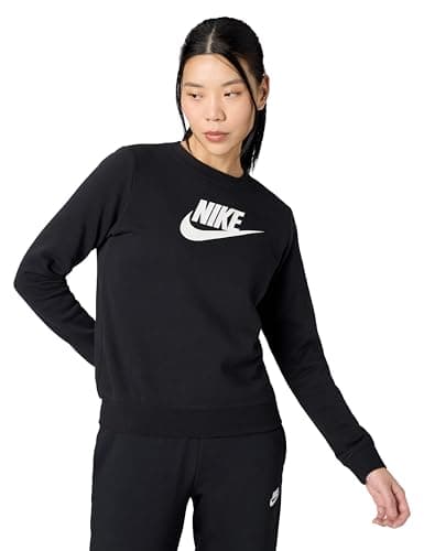 Image of NIKE DQ5832-010 W NSW CLUB FLC GX STD CREW Sweatshirt Women's Black/White Size M