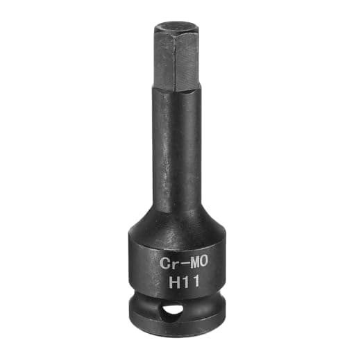 Image of Sourcing Map 11mm Hex Impact Bit Socket H11 1/2" CR-MO Steel Phosphate Black Drive Adapter for Auto Mechanics Work Repair Maintain