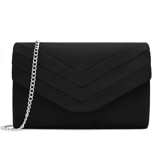 Image of Milisente Women Clutches Velvet Evenlope Evening Bag Classic Clutch Purse (Black)