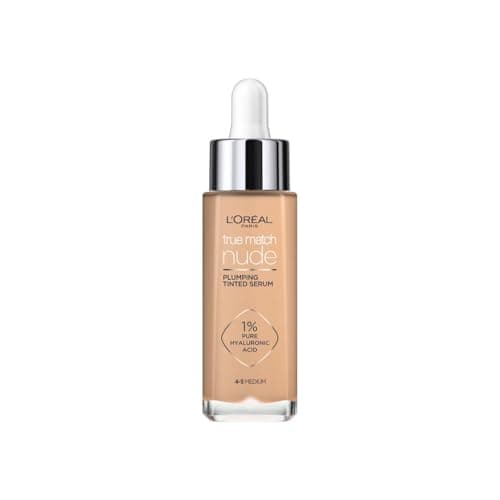Image of L'Oréal Paris Nude Tinted Serum for Face, Plumping and Hydrating Face Makeup, 1 Percent Pure Hyaluronic Acid, Nude Foundation to Cover, Replumps and Hydrates Skin in One Hour, Shade 4-5 Medium