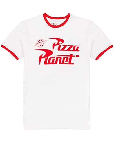 Image of Vanilla Underground Toy Story 'Pizza Planet Ringer' Men's Short Sleeve T-Shirt in White