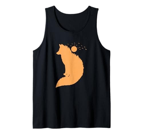 Image of Fox in front of Moon red Fox Wild Animal Tank Top