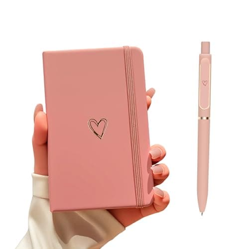 Image of LRANKAI A6 Lined Journal Notebook with Pen for Girls Women,192 Pages Hardcover Leather Notebook for Writing,Cute A6 Diary with Heart-Shaped Notepad for Work School,Note Taking,Business (Dark Pink)