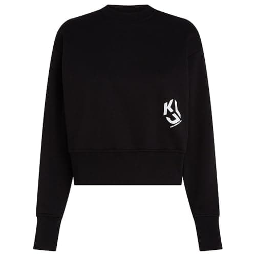 Image of KARL LAGERFELD JEANS, Women's, Monogram Logo Sweat, Regular Fit, Black, S