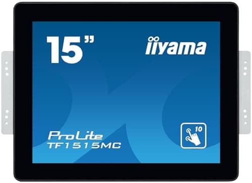 Image of iiyama ProLite TF1515MC-B2 38 cm 15 Inch LED Monitor XGA Open Frame 10 Point Multitouch Capacitive VGA HDMI DP IP65 Touch Through Glass Anti Fingerprint Black