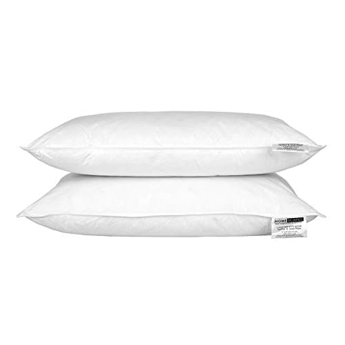 Image of HOMESCAPES - White Goose Feather & Down Pillow Pair - Department Store Quality - Wash at Home Range - Medium/Soft Firmness - Hypo Allergenic & Anti Dust Mites - RDS Certified.