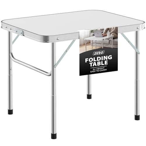 Image of ZENO Folding Table 2FT | Camping Table | Folding Tables with Anti Slip Feet, Waterproof Top & Easy To Carry | Foldable Table Great for Indoor & Outdoor Use | Trestle Table | Adjustable Height