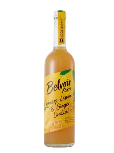 Image of Belvoir Farm Honey Lemon & Ginger Cordial - Blossom Honey | Pressed Lemon Juice | Spicy Ginger | Traditional Family Recipe | 100% Natural Ingredients | Suitable for Vegetarians - 6 x 500ml Bottles