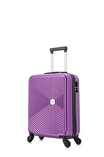 Image of Flymax 55x40x20 4 Wheel Super Lightweight Cabin Luggage Suitcase Hand Carry on Flight Travel Bags Approved On Board Fits Easyjet Ryanair Jet 2 BA Purple