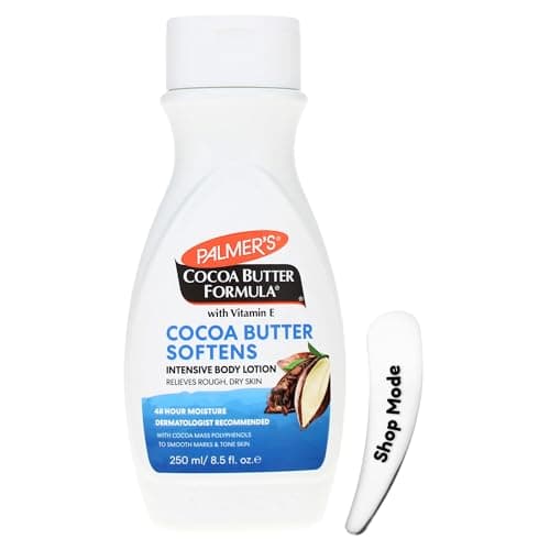 Image of Palmer's Cocoa Butter Body Lotion 250ml with Cosmetic Spatula – Deep Moisturising Daily Skin Therapy with Vitamin E for Dry Skin, Tones & Smooths Marks, 48 Hour Hydration