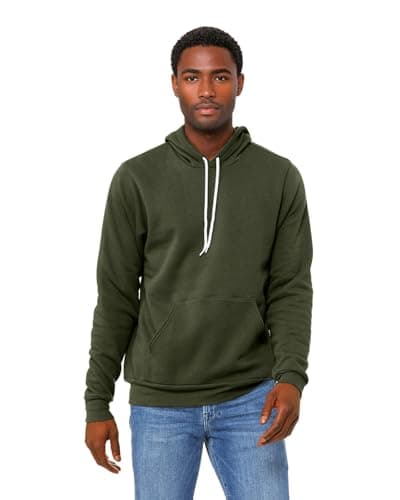 Image of Bella Canvas Mens Poly-Cotton Fleece Pullover Hoodie (3719) -Military G -XS