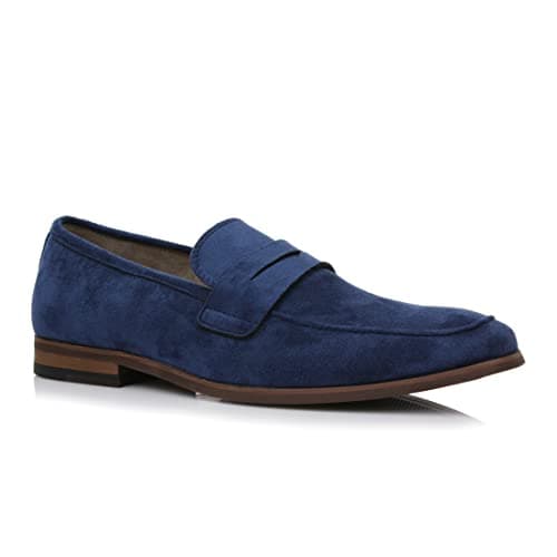 Image of Ferro Aldo Men's Loafer Collection | Classic Slip-on Penny Loafers & Driving Moccasins for Casual & Dress, 1. Royal Blue [Suede], 5.5 UK