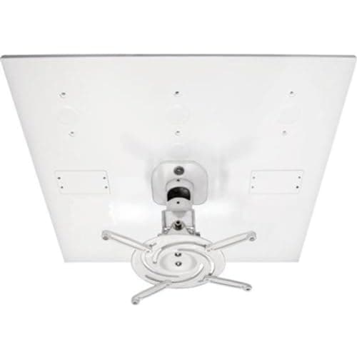 Image of Amer Mounts AMRDCP100KIT Universal Adjustable 2 x 2 feet Drop Ceiling Projector Mount, Suspended Drop-in Ceiling Projection Mounting Kit, White