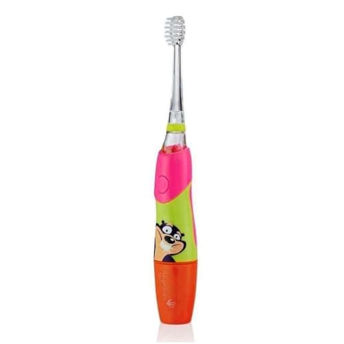 Image of Brush-Baby KidzSonic Toothbrush for Kids Children Toddlers 3+ Years | Soft Bristles & Replaceable Brush Head| Two Minute Smart Timer | Easy Brushing with Light Handle | AAA Battery Powered | Pink