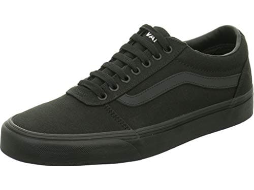 Image of Vans Mens Size 10.5, Ward Sneaker Black Canvas Lace Up Shoes, Low Top Men's Trainers, Lightweight Sports Shoes Active Wear Range (10.5 UK)