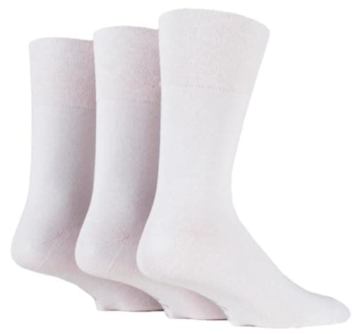Image of Gentle Grip Mens 3 Pair Plain Cotton Suit Socks 6-11 Mens White