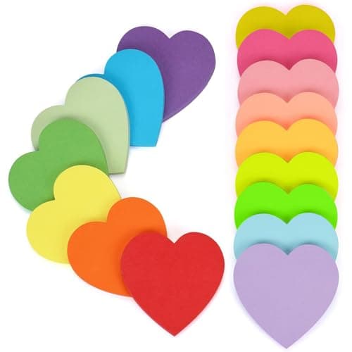 Image of Sticky Notes, 800 Sheets 70x70mm Heart Shape Self-Sticky Note Pads Bright Colourful Removable Adhesive Memo Pads for Reminder Office School and Home 16 Color (800 Sheets Love Shape)