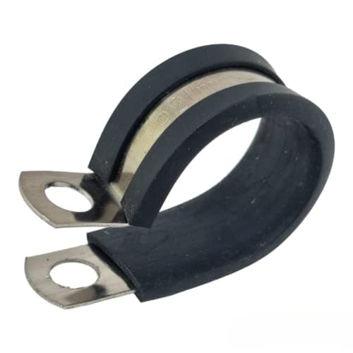 Image of 21mm Rubber Lined P Clips Stainless Steel Hose Pipe Clamp - Pack of 5