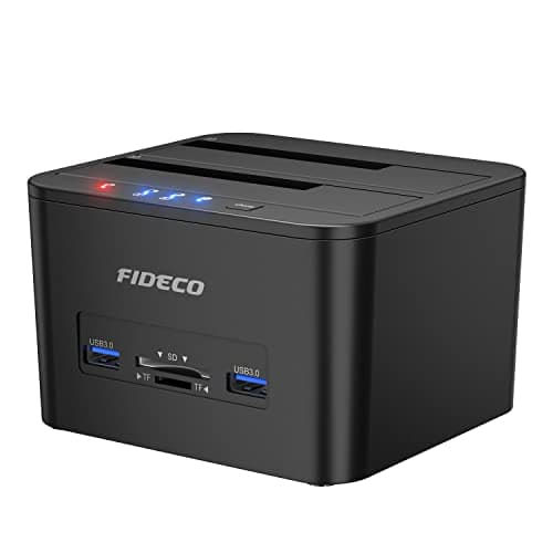 Image of Docking Station, FIDECO Docking Station for 2 Hard Drives SATA USB 3.0 Cloning Function 2.5 Inch and 3.5 Inch HDD SSD SATA
