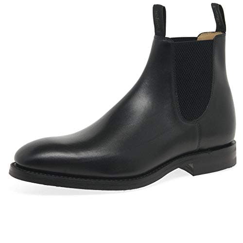 Image of Loake Chatsworth Mens Classic Chelsea Ankle Boots 9 UK Black Leather