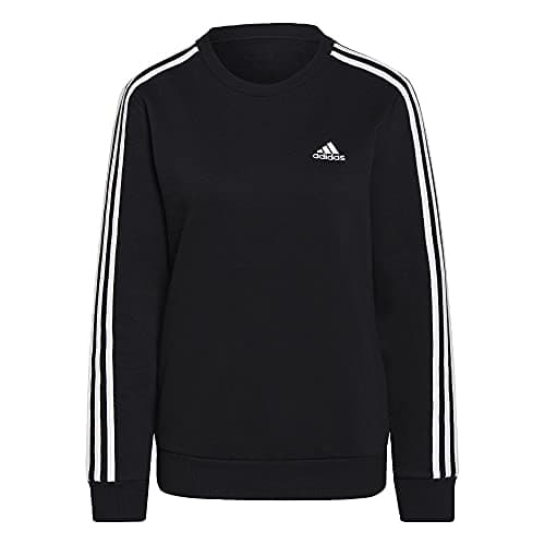 Image of adidas Women's Standard Essentials 3-Stripes Fleece Sweatshirt, Black/White, X-Large