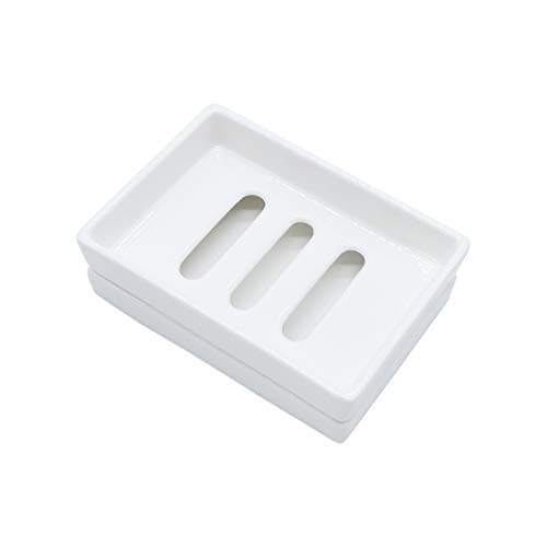 Image of Ceramic Soap Dish Soap Holder for Bathroom and Shower Double Layer Draining Soap Dish Tray