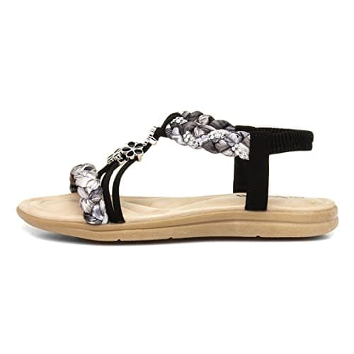 Image of Lilley Simone Womens Black Ribbon Twist Sandal - Size 7 UK - Black