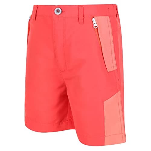 Image of Regatta Sorcer Mount Shorts II Kids' Water-Repellent, Quick-Drying, Reflective Shorts. Featuring DWR and Isoflex Technologies. Suitable for Hiking. Orange