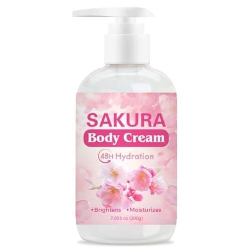 Image of Cherry Blossom Body Lotion, Long-Lasting Hydration & Firming Moisturizer for Dry Skin, Lightweight Non-Greasy Formula, Deeply Nourishes Smooths Skin, Reduces Fine Lines Pores for Women Men, 200g