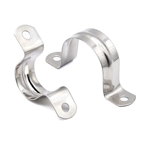 Image of 20pcs U-Pipe Strap Clamps 35mm, 1-3/8" Stainless Steel Pipe Clips, U Shaped Brackets, Two Hole Tube Strap Tension Clips Saddle Clamp Hose Clamp for Fixing Downpipe & Rod