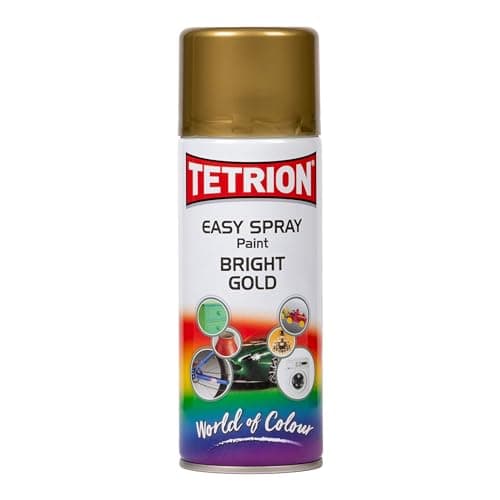 Image of Tetrion Bright Gold Spray Paint 400ml - High Visibility Quick-Drying Aerosol for Wood, Metal, Ceramic, Plastic Surfaces