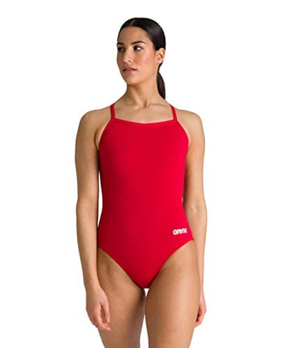 Image of Arena Women's Team Swimsuit Solid Light Drop Back Sports Athletic One Piece Swimwear Professional Training Bathing Suit Red
