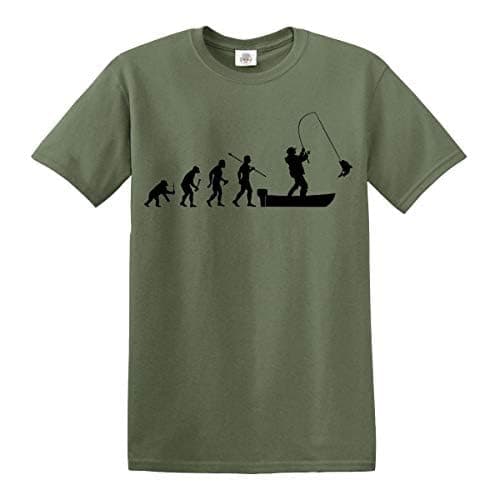 Image of Darkwear Evolution of Man to Boat Fishing T-Shirt (XL) Military Green