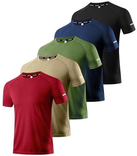 Image of Boyzn 5 Pack Men's Sports T-Shirts, Moisture Wicking Breathable Mesh T Shirts for Men, Muscle Fit Workout Running Shirt for Men, Quick Dry Short Sleeve Crewneck Active Exercise Gym Tee Shirts 5P08-M