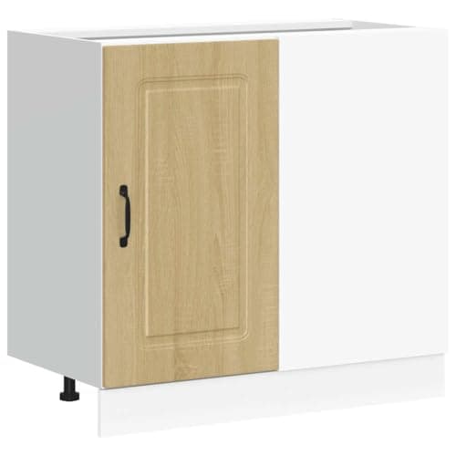 Image of vidaXL Kitchen Base Cabinet - Sonoma Oak Finish - Customisable Height - Modern Engineered Wood Kitchen Storage Unit - Easy to Maintain