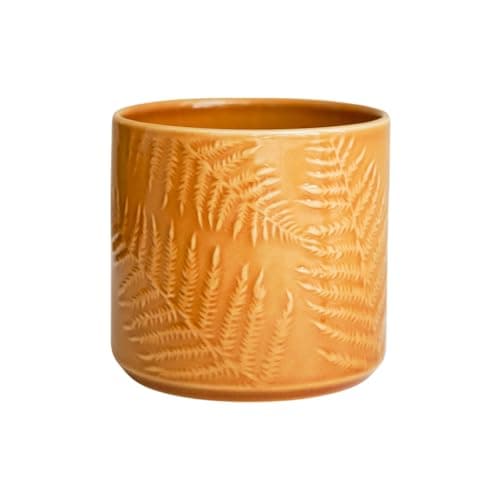 Image of Ivyline Orla Glazed Fern Planter, Mustard