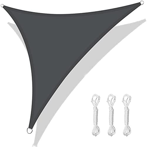 Image of HEYOMART Sun Shade Sail Waterproof 5x5x5m Triangle, 98% UV Block PES for Garden Patio Sunscreen Canopy Sunsail with Free Ropes, Grey