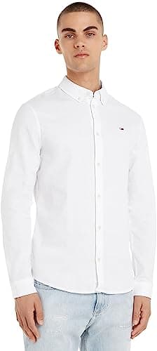 Image of Tommy Jeans Men's Tjm Slim Stretch Oxford Shirt Dm0dm09594 T-Shirt, White, M