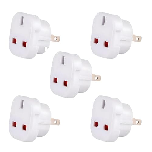 Image of Double Dragon UK to US and Australia, 3-Pin to 2-Pin Travel Adapter | Plug Converter for USA, Canada, Japan, Thailand, Taiwan, Australia, China, New Zealand and more, Swivel Pins, Pack of 5