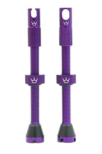 Image of Peaty's x Chris King MK2 Tubeless Valves - Integrated Valve Core & Spoke Key Presta Valve Caps, 7075 Aluminium Tyre Valves for All Tubeless Ready Rims, MTB, Road & Gravel Compatible, 60mm Violet