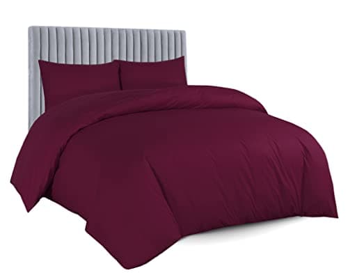 Image of AATH COLLECTION Duvet Cover Set, Double/King/Super King Size Egyptian Cotton With Pillow Cases, 100% Long Staple Soft Cotton, Easy Closure (Super King, Burgundy)