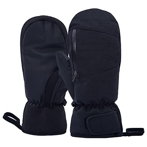 Image of Bseical Ski Mittens Women Waterproof, Golf Mitts Men, Gloves Ladies, Thermal Touch Screen, Cotton Winter Touchscreen Unisex With Zip Pocket Sport Cycling Mtb Running Extra Warm (M, Black)