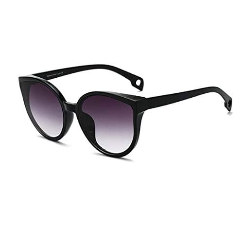 Image of Long Keeper Cat Eye Sunglasses for Women Ladies Trendy Oversized Sunglasses Round Cateye Sun Glasses With UV Protection (Black Frame - Gradient Grey Lens (C4))